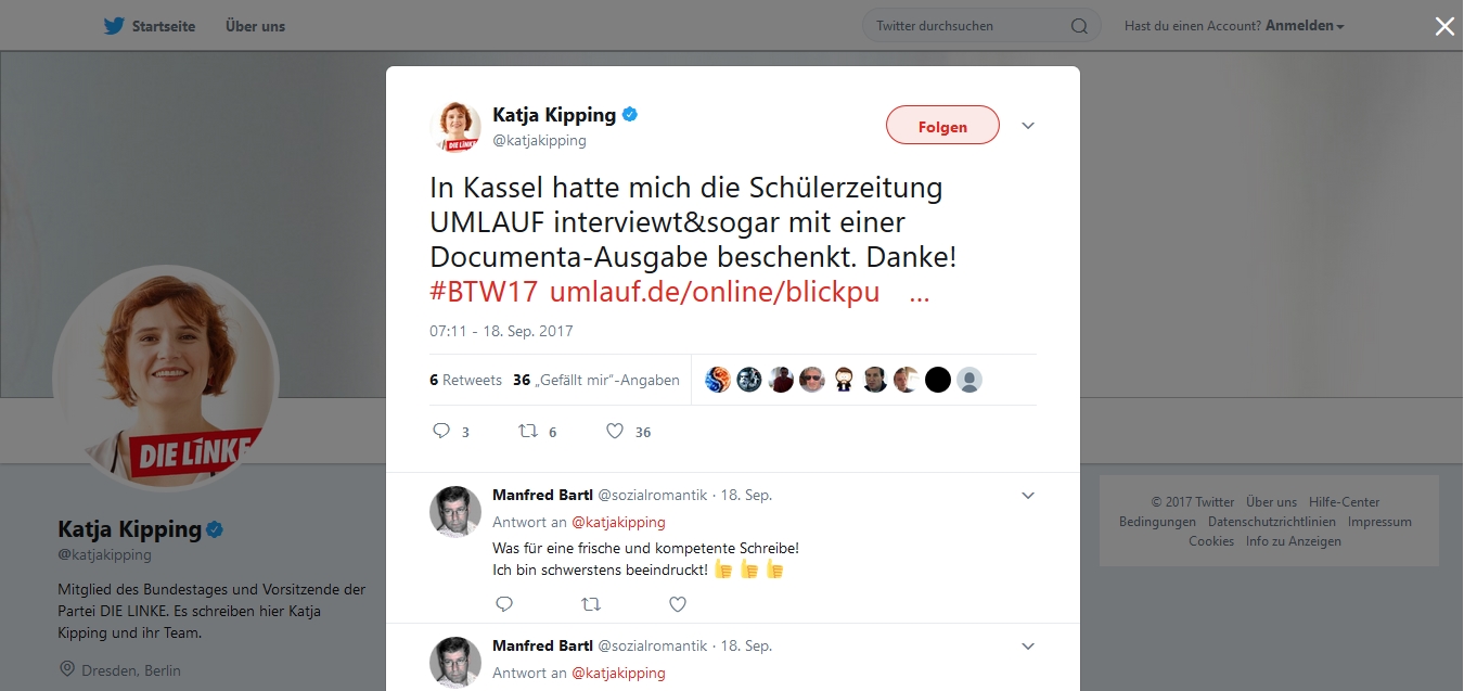 Katja Kipping Twitterseite